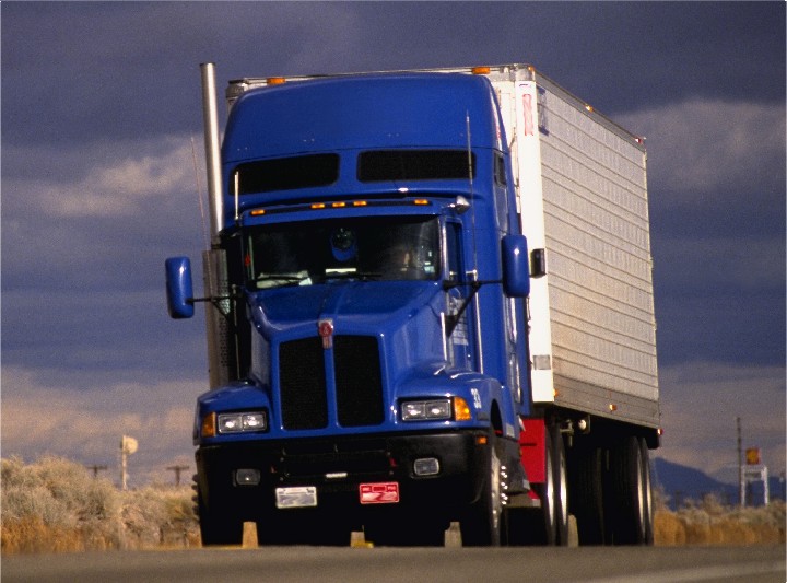 Graphic of Blue Tractor Trailer Truck